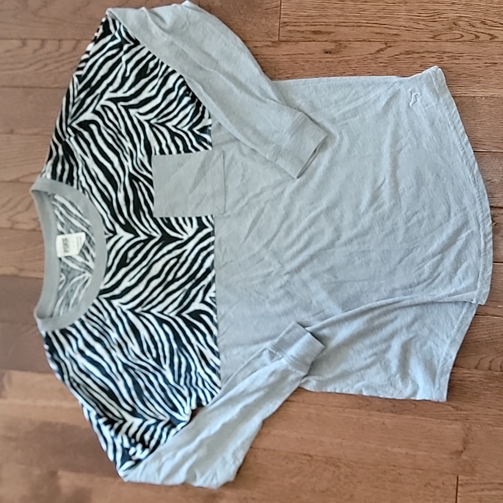 PINK Victoria's Secret Black and White Striped Spirit Jersey 2010s